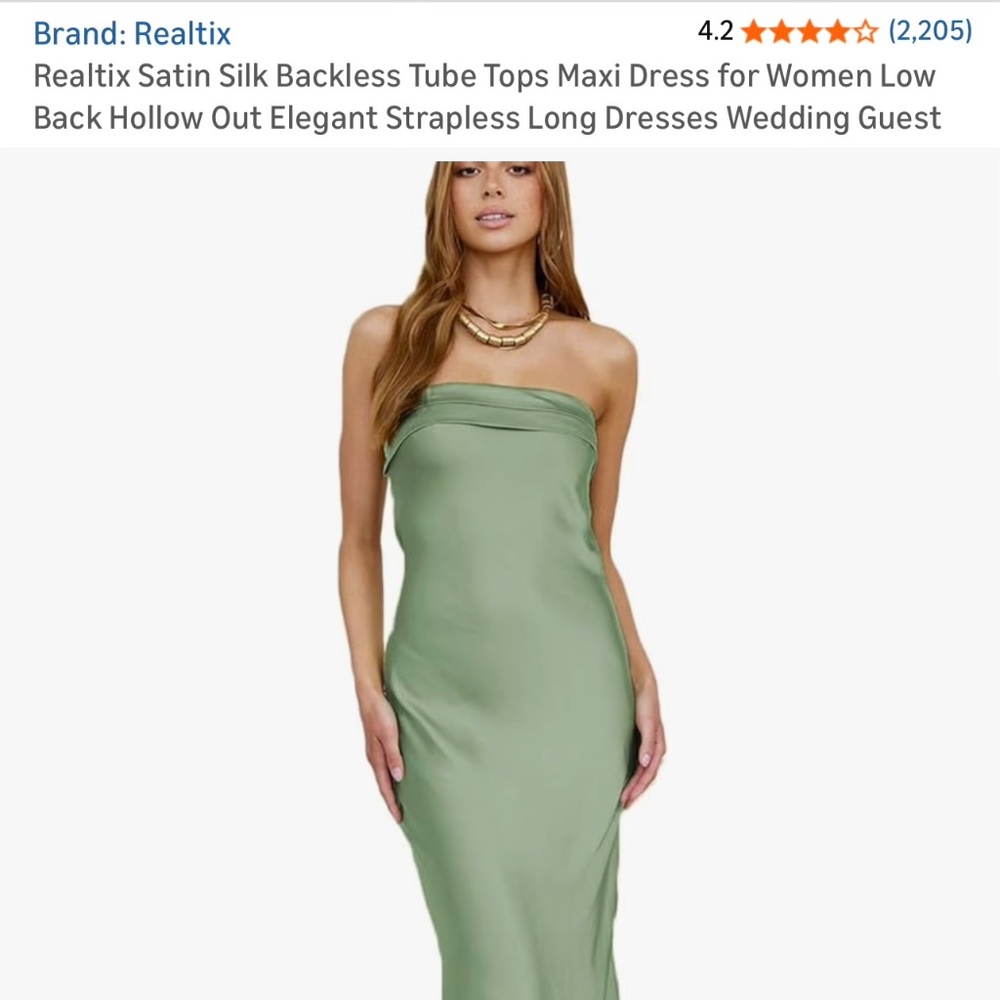 Realtix green backless dress